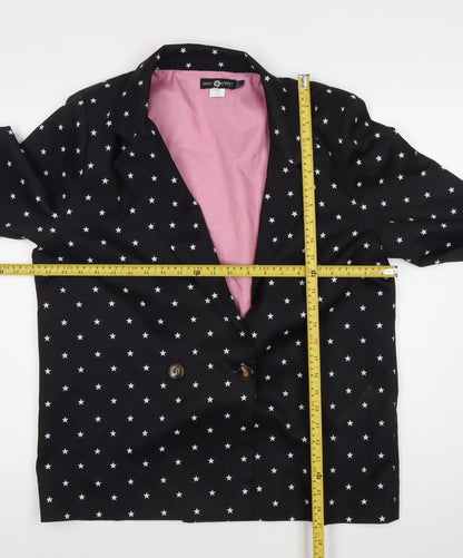 Daisy Street Womens Black Star Print Blazer Jacket UK 12