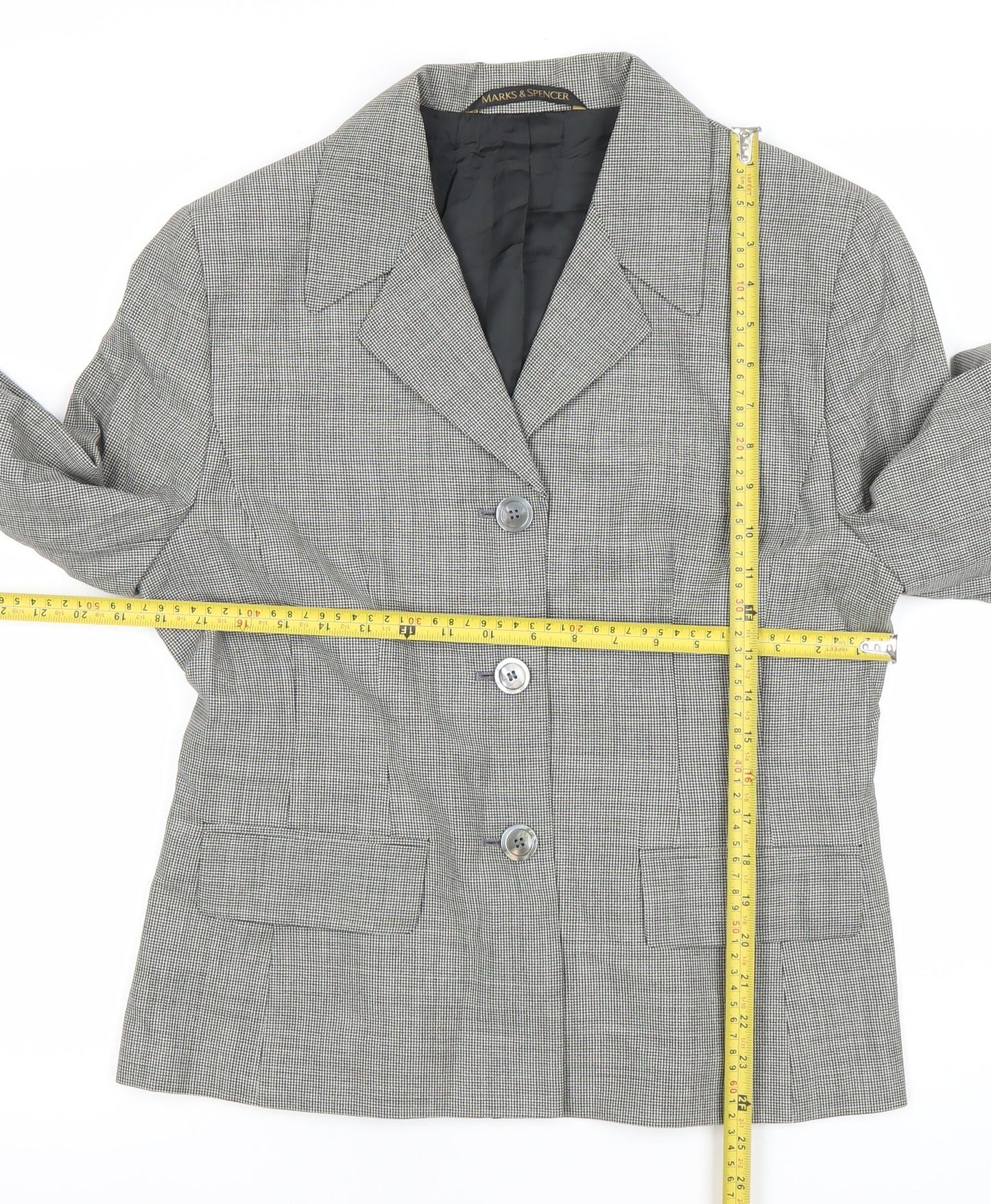 Marks and Spencer Women Grey Wool Blend Suit Jacket UK 14