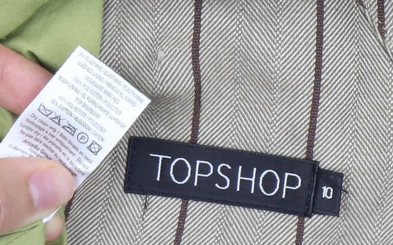 Topshop Womens Beige Pinstripe Double Breasted Suit Jacket Size 10