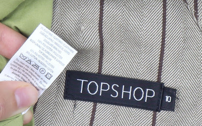 Topshop Womens Beige Pinstripe Double Breasted Suit Jacket Size 10