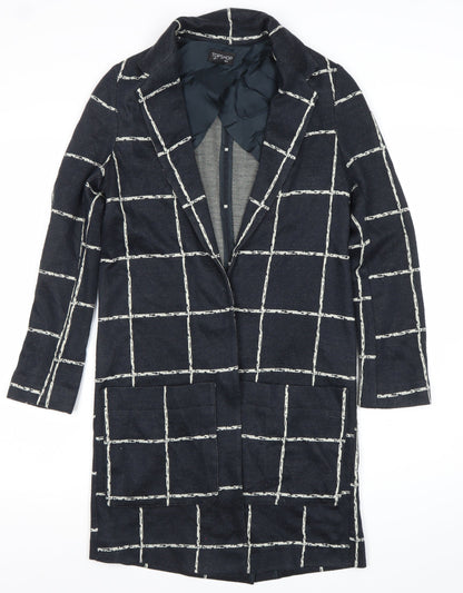 Topshop Women Black Check Blazer Jacket Size 6 Regular Woven