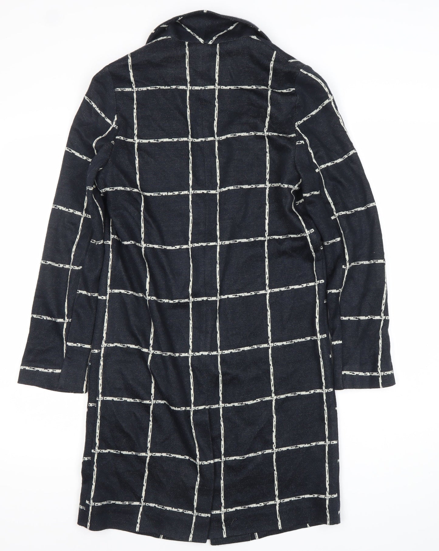 Topshop Women Black Check Blazer Jacket Size 6 Regular Woven