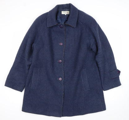 Lady Line London Women’s Blue Wool Blend Overcoat Size 14