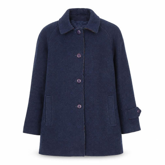 Lady Line London Women’s Blue Wool Blend Overcoat Size 14
