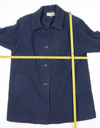 Lady Line London Women’s Blue Wool Blend Overcoat Size 14