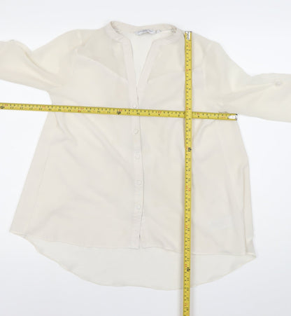 Look Women Ivory Chiffon Long Sleeve Button Blouse Size 10
