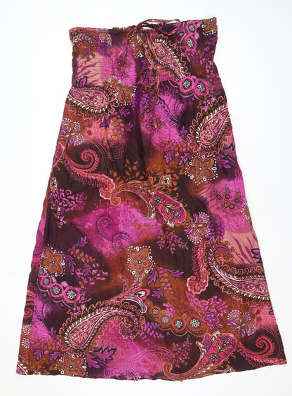 Klass Women’s Pink Paisley Strapless Midi Dress Size 14 Cotton