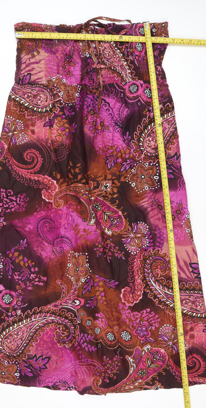 Klass Women’s Pink Paisley Strapless Midi Dress Size 14 Cotton