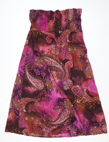 Klass Women’s Pink Paisley Strapless Midi Dress Size 14 Cotton