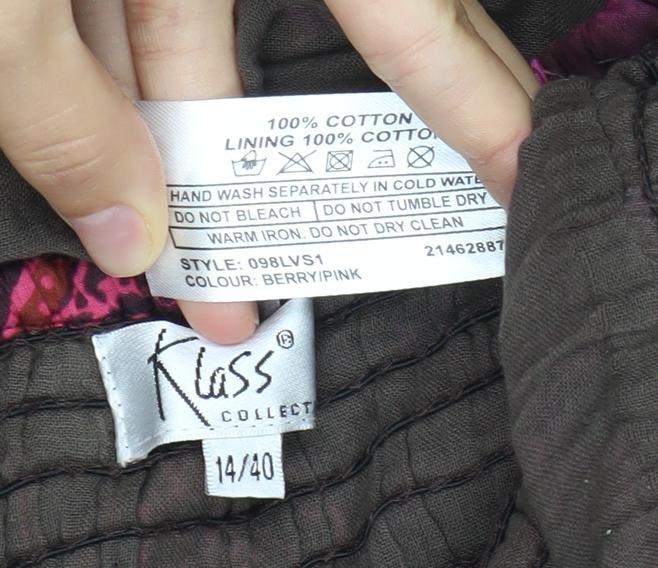 Klass Women’s Pink Paisley Strapless Midi Dress Size 14 Cotton