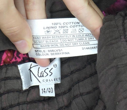 Klass Women’s Pink Paisley Strapless Midi Dress Size 14 Cotton