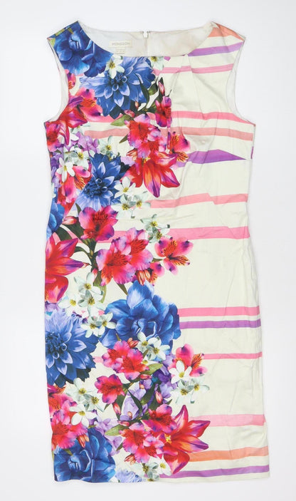 Monsoon Women’s Multicoloured Floral Sheath Dress UK 14 Knee Length