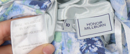 Honor Millburn Womens Blue Floral A-Line Midi Skirt Size 10