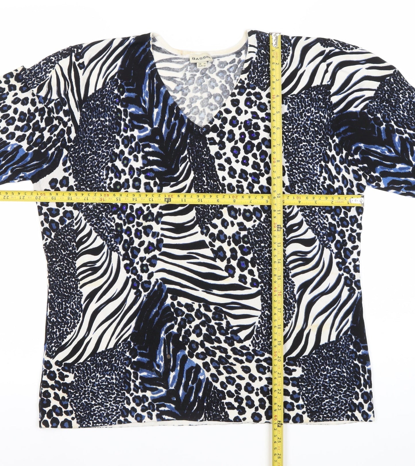 Womens UK Size 16 BASSINI Multicoloured Tunic Blouse