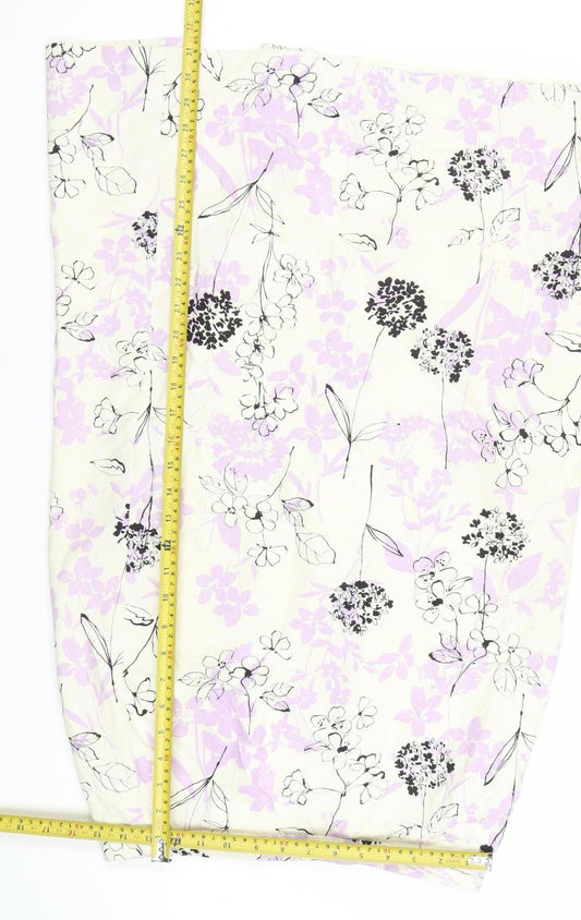 Eastex Women’s Ivory Floral Midi Linen Blend Pencil Skirt Size 16