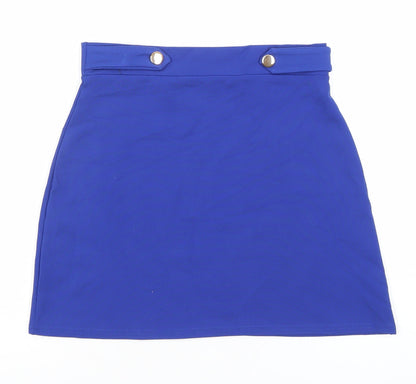 Oasis Women Blue XS Short Pencil Skirt High Waist Jersey Stretch