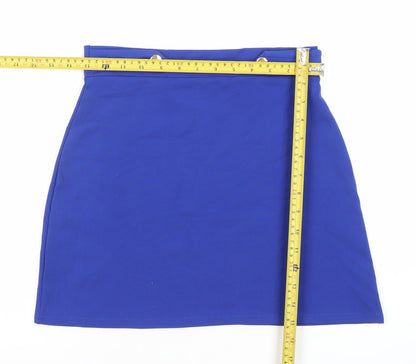 Oasis Women Blue XS Short Pencil Skirt High Waist Jersey Stretch