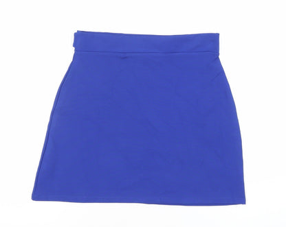 Oasis Women Blue XS Short Pencil Skirt High Waist Jersey Stretch