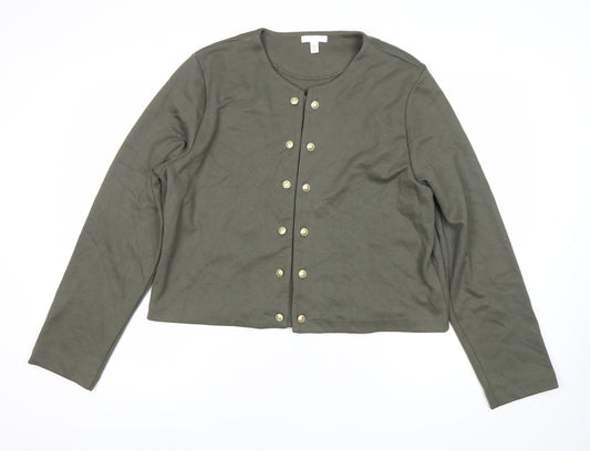 H&M Women's Green Crew Neck Button Cardigan XL Long Sleeve Knit