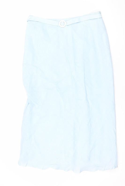 Kaliko Women’s Blue Linen Pencil Skirt Size 12 Knee Length Workwear