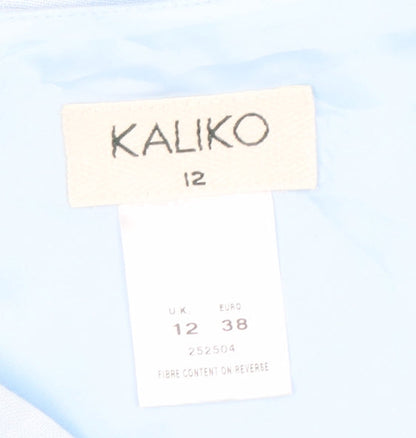 Kaliko Women’s Blue Linen Pencil Skirt Size 12 Knee Length Workwear