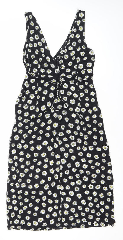 Motel Womens Black Floral Daisy Mini Slip Dress Size S
