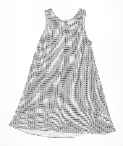 H&M Women Black Geometric Swing Dress Size S Sleeveless Viscose