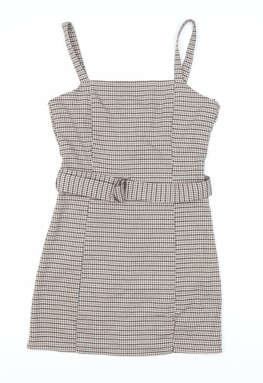 Pull&Bear Womens Multicoloured Houndstooth Mini Dress S