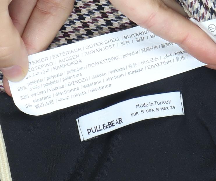 Pull&Bear Womens Multicoloured Houndstooth Mini Dress S