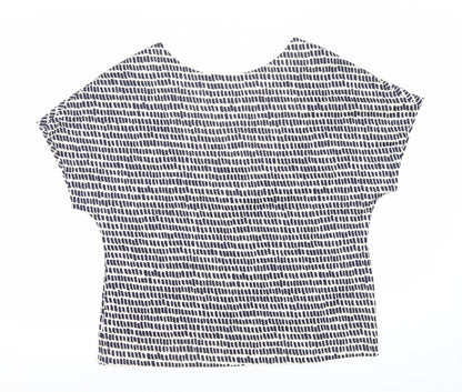 Jasper Conran Women’s White Geometric V-Neck Cotton T-Shirt Size 10