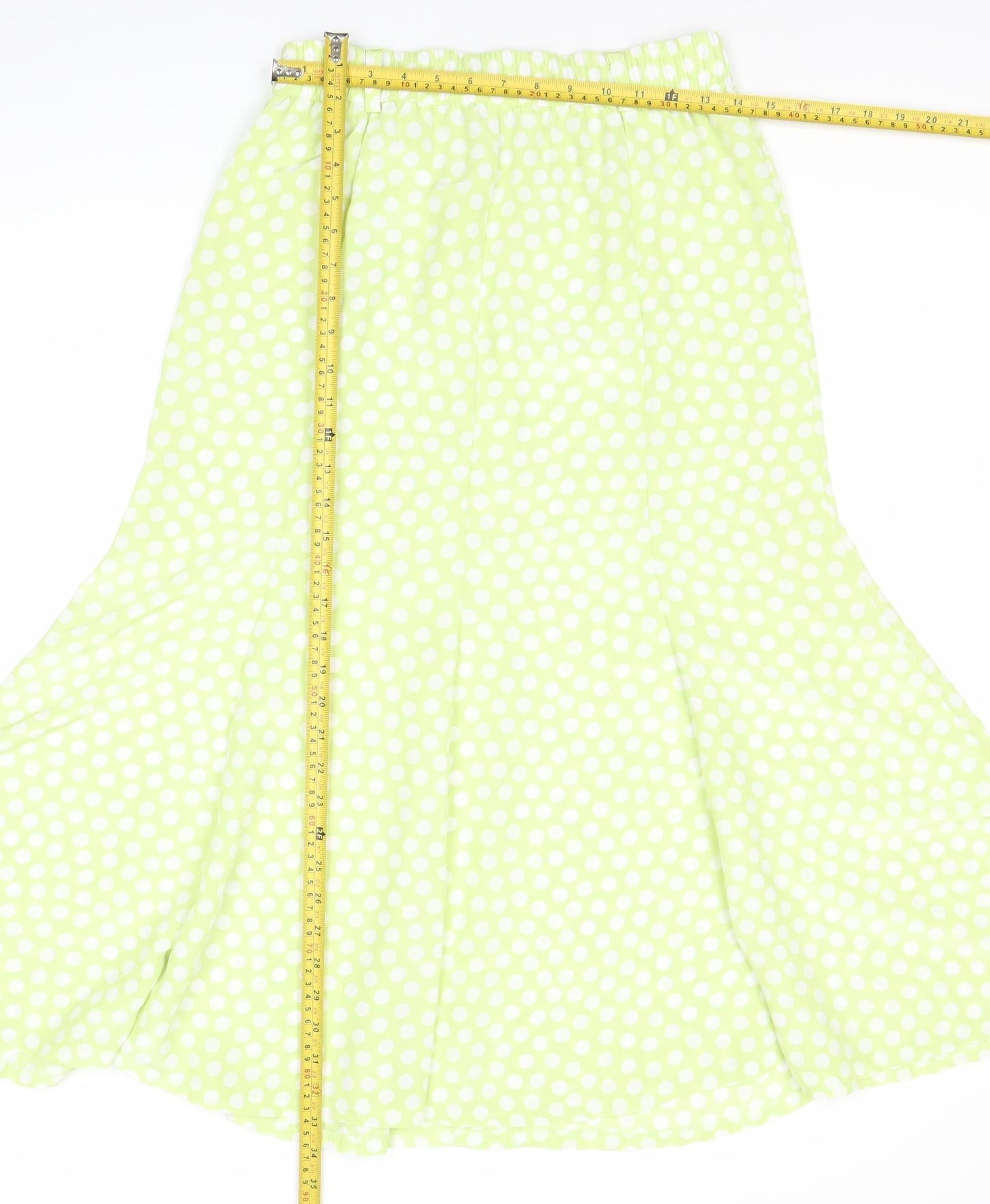 Jacques Vert Women’s Green Polka Dot Midi Flare Skirt Size 12