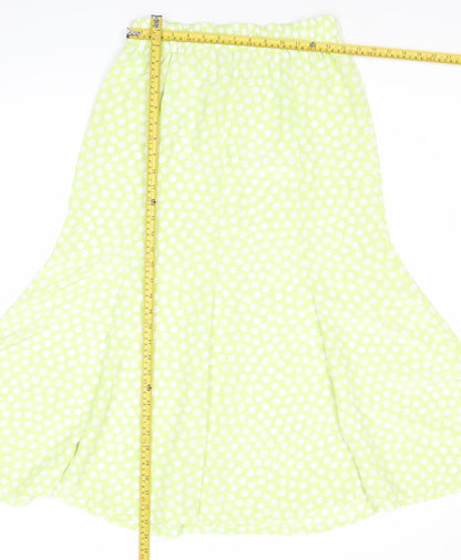 Jacques Vert Women’s Green Polka Dot Midi Flare Skirt Size 12