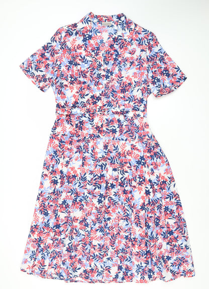 Eastex Womens Multicoloured Floral Shirt Dress Size 14 Knee Length
