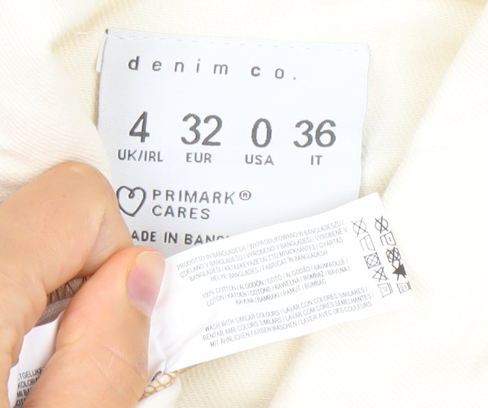 Primark Women’s Ivory Cotton Playsuit Size 4 Short Sleeve Collared