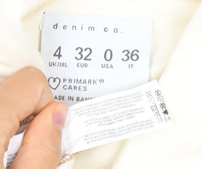 Primark Women’s Ivory Cotton Playsuit Size 4 Short Sleeve Collared