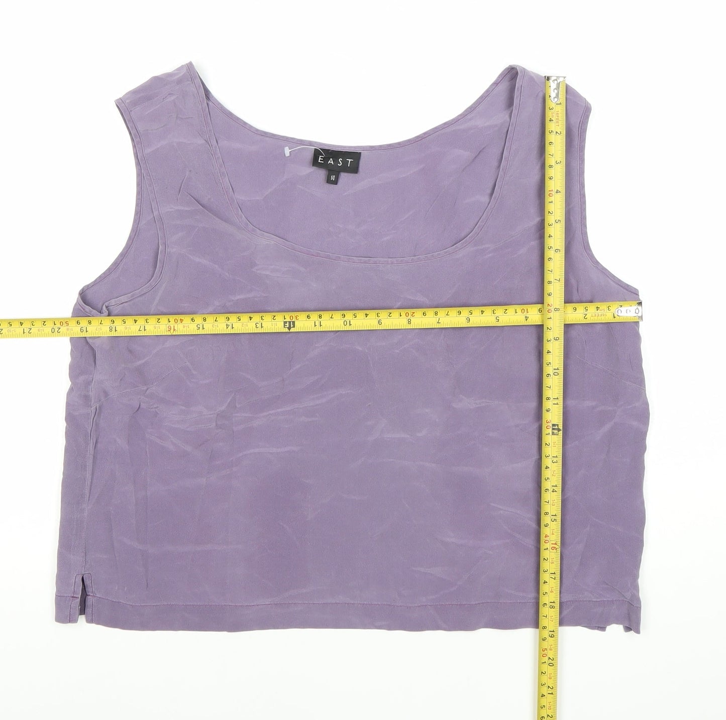 EAST Womens Purple Silk Scoop Neck Tank Top Size 14