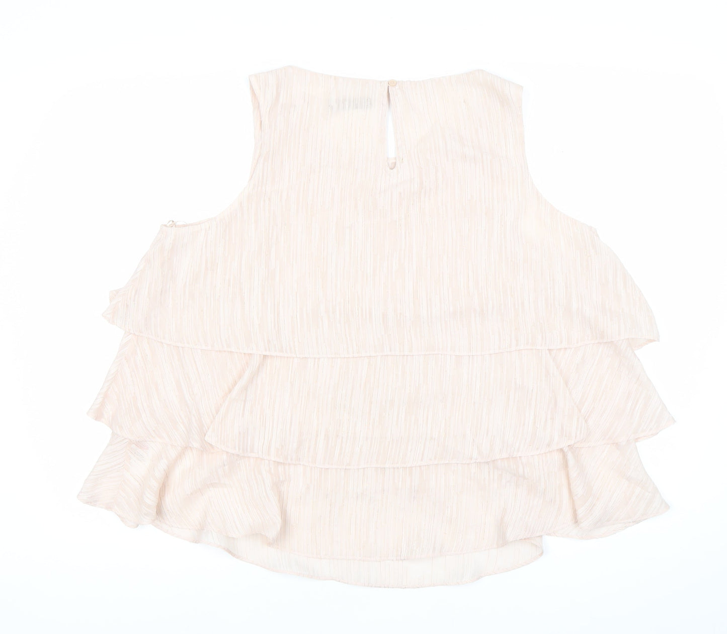 F&F Women’s Beige Ruffle Sleeveless Tunic Blouse Size 10