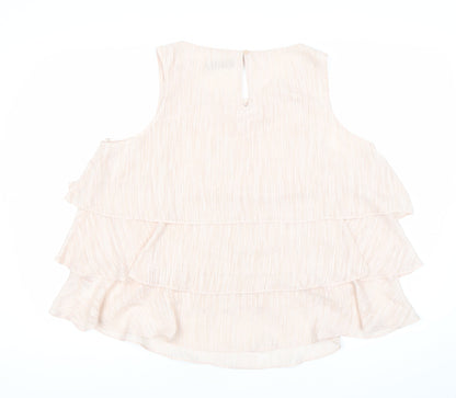 F&F Women’s Beige Ruffle Sleeveless Tunic Blouse Size 10