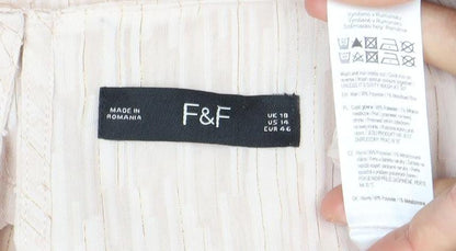 F&F Women’s Beige Ruffle Sleeveless Tunic Blouse Size 10