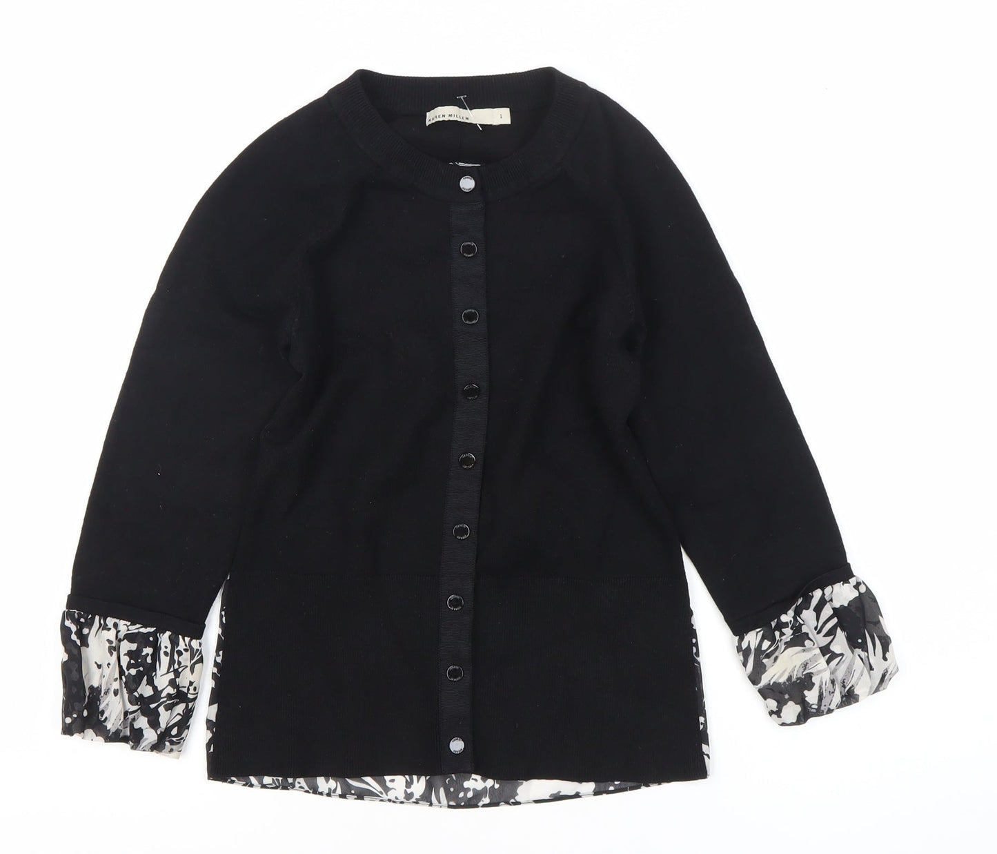 Karen Millen Women’s Black L Floral Panel Button Cardigan