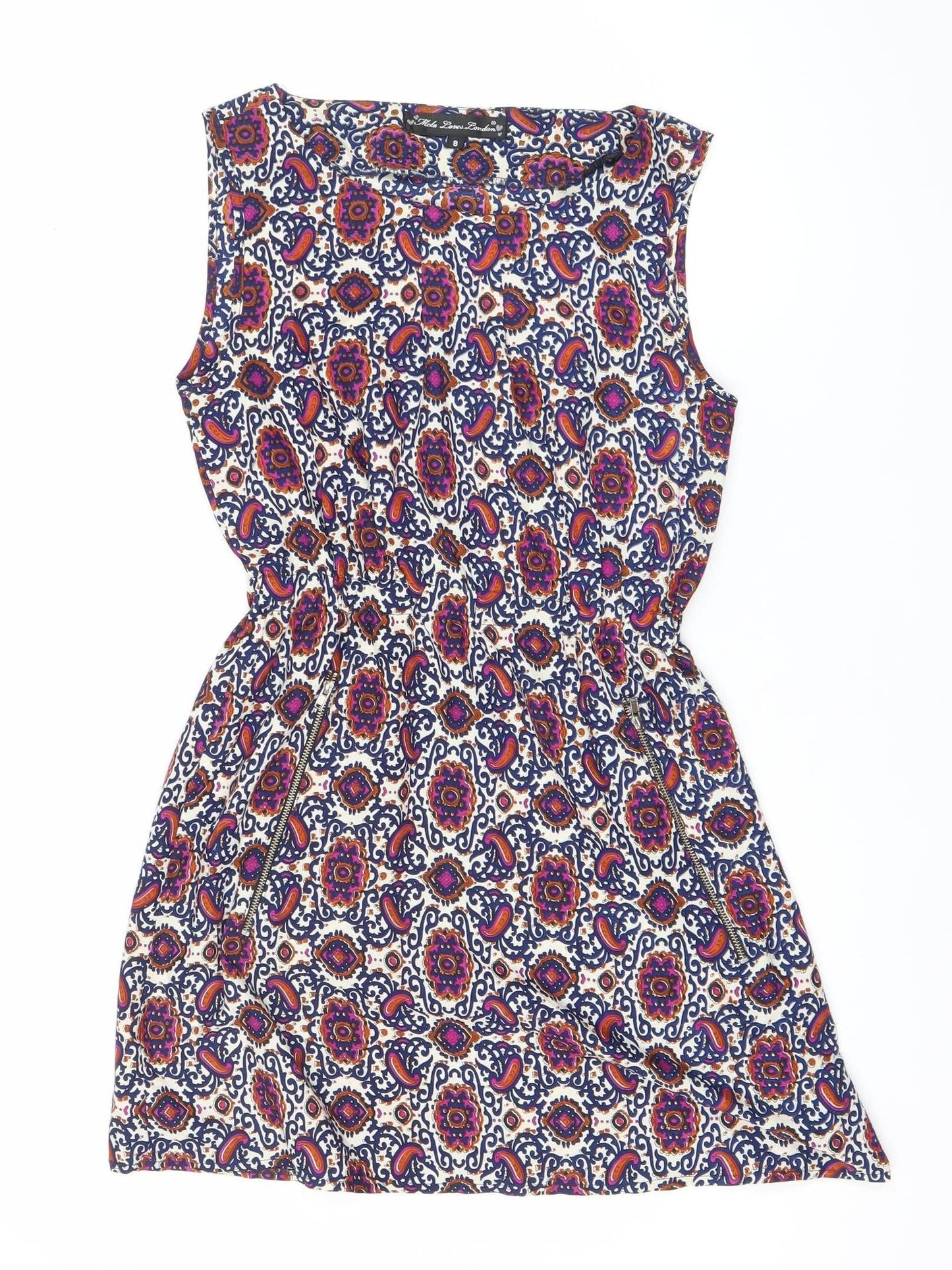 Mela Loves London Women Multicoloured Paisley Strapless Bodycon Mini Dress Size 8