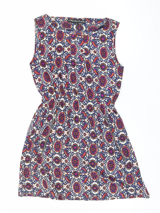 Mela Loves London Women Multicoloured Paisley Strapless Bodycon Mini Dress Size 8