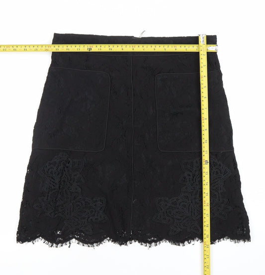 Coast Women Black Lace Pencil Skirt UK 12 Knee Length Formal Party