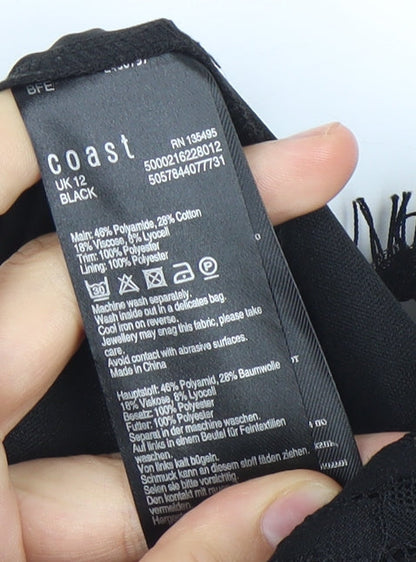 Coast Women Black Lace Pencil Skirt UK 12 Knee Length Formal Party