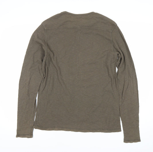 AllSaints Mens Green XS Crew Neck Cotton Pullover Jumper