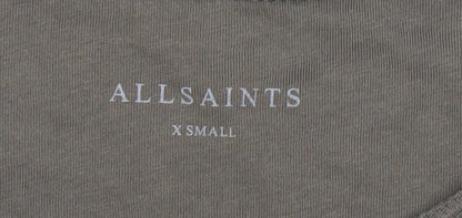 AllSaints Mens Green XS Crew Neck Cotton Pullover Jumper