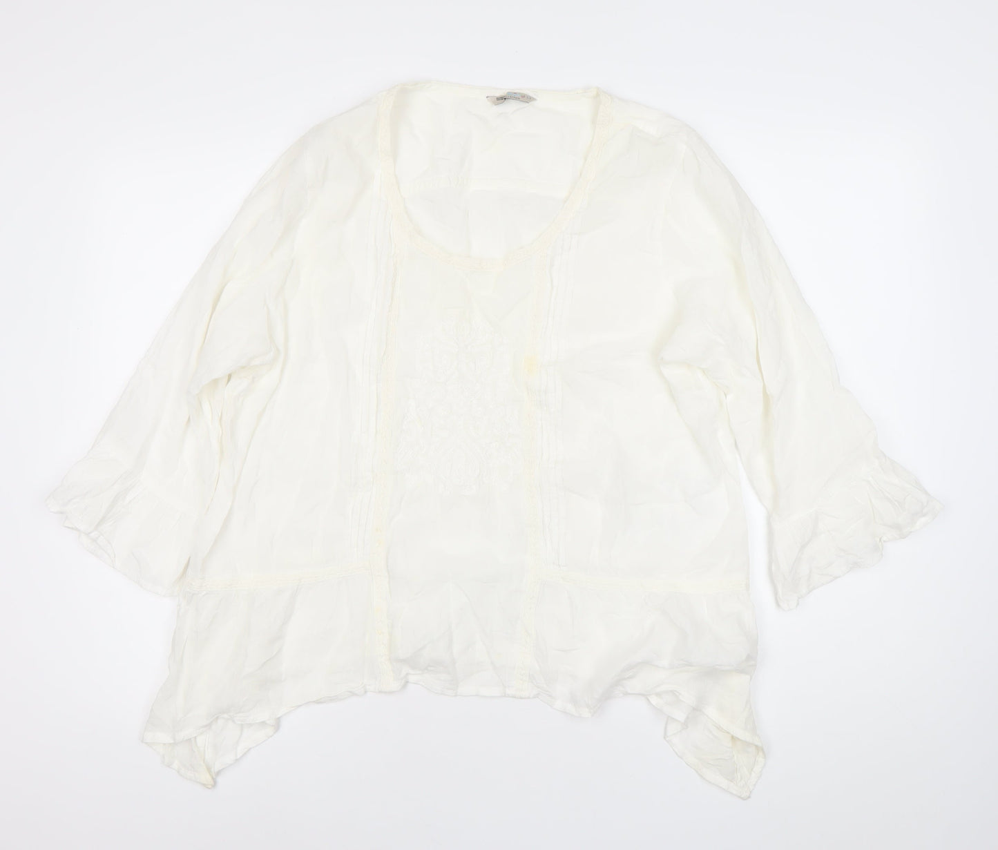 Marks and Spencer Women Ivory Cotton Tunic Blouse Size 20