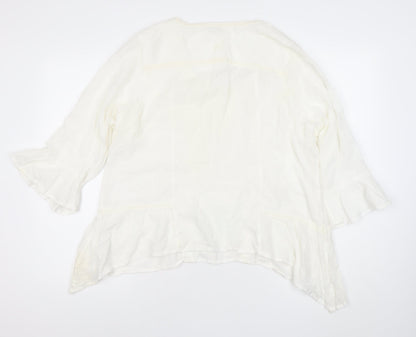 Marks and Spencer Women Ivory Cotton Tunic Blouse Size 20