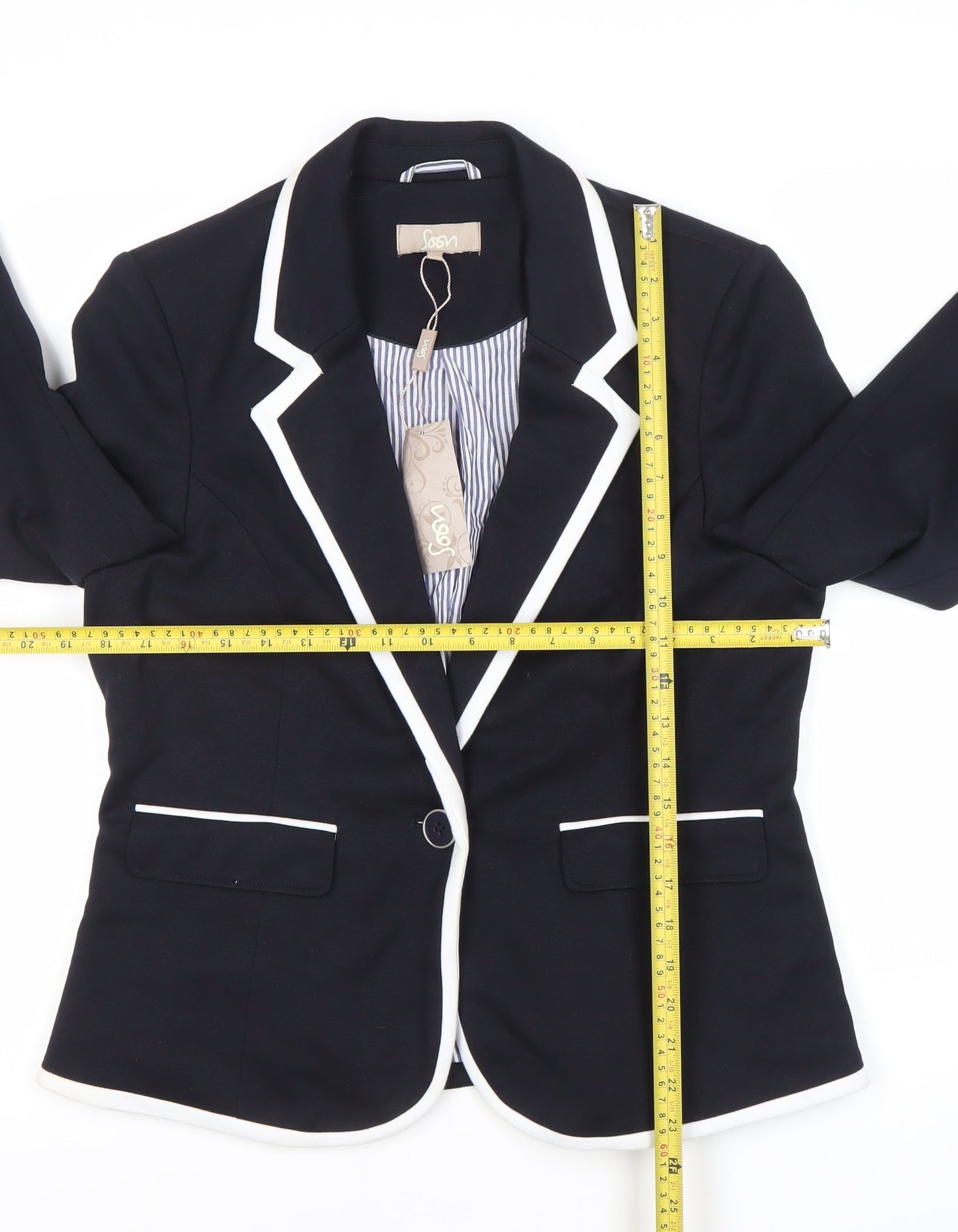 Soon Womens Black Blazer Size 14 Tailored One Button Jacket
