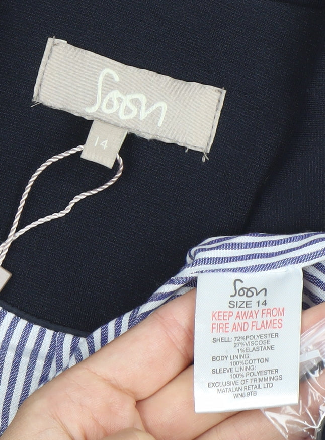 Soon Womens Black Blazer Size 14 Tailored One Button Jacket